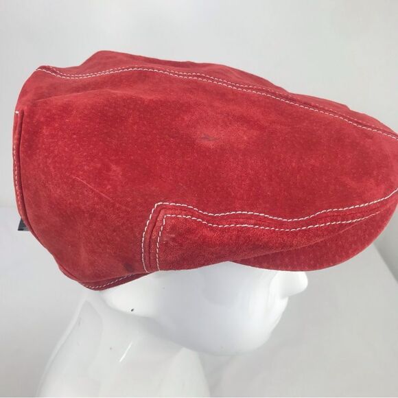 Goorin Red Leather Suede Newsboy Peaky Blinders Cabbie Cap - Picture 4 of 13